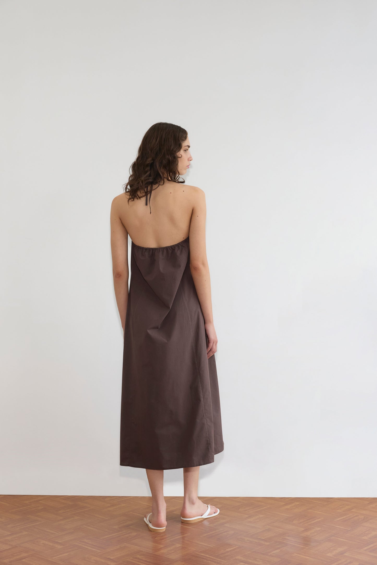 Seamed Halter Dress - Sepia