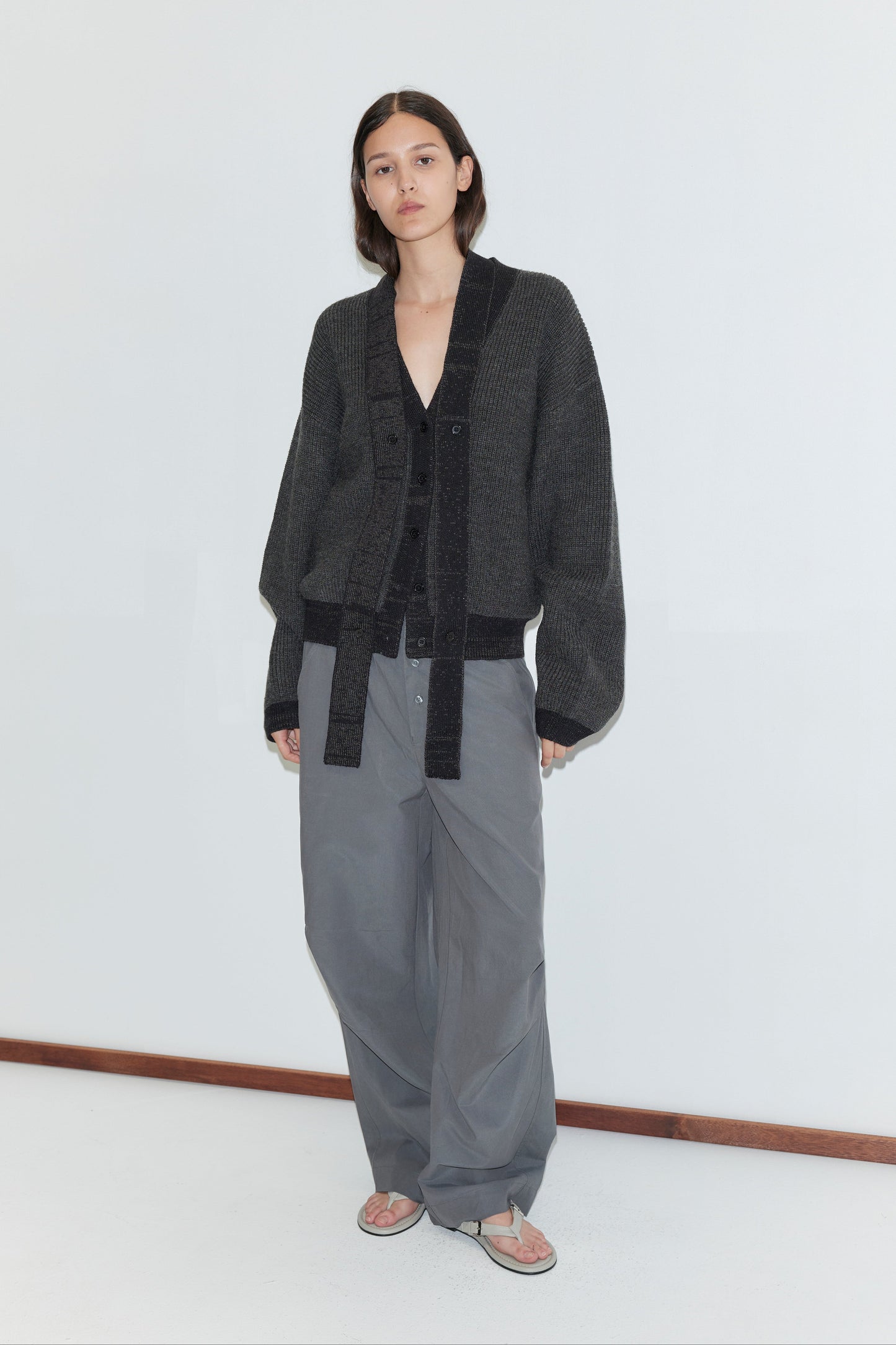 Split Cardigan - Black Contrast