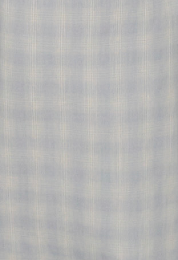 A close-up of the Day Shirt - Blue Check: pale blue and white plaid fabric with subtle blue checks and intersecting lines, ideal for crafting a classic day shirt or a boxy fit style.