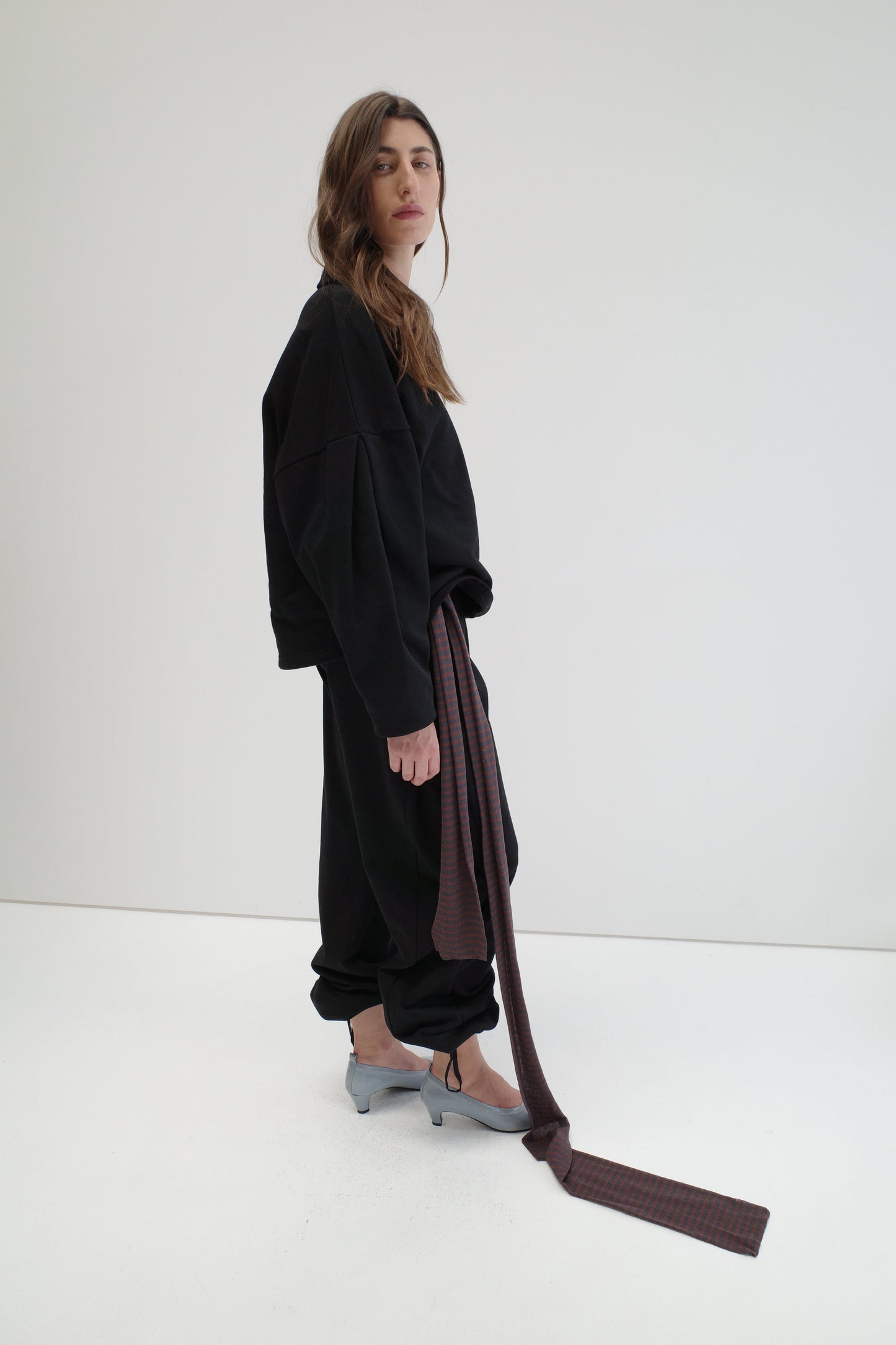 Knit Scarf - Brown Grey Stripe