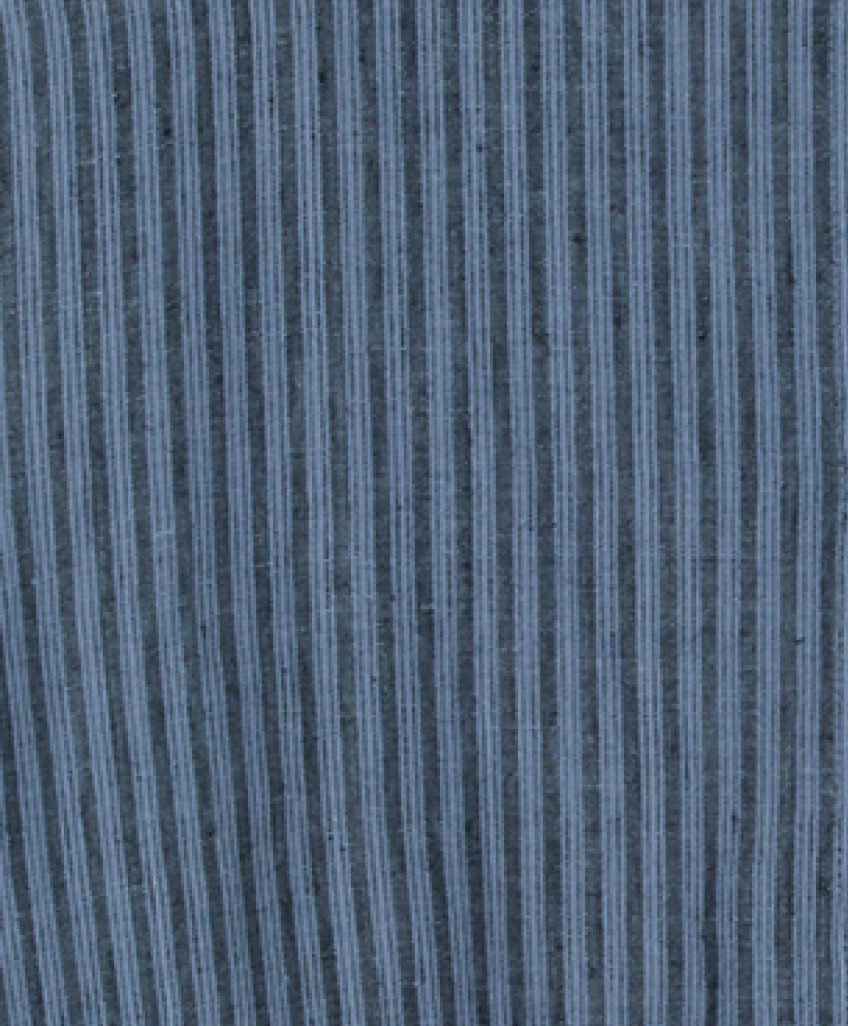 Close-up of the Line Top - Azure Stripe: blue and grey vertical stripes with a textured, woven look. Stripes are evenly spaced and subtly vary in width and color—perfect for a lightweight top.