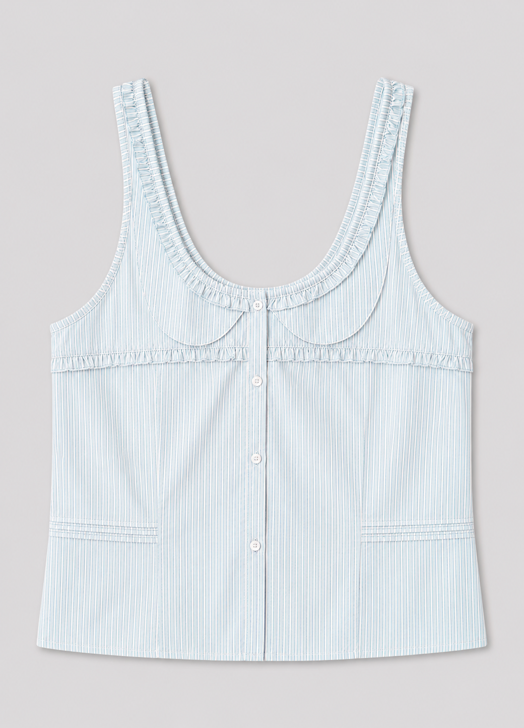 Frills Top - Mist Stripe