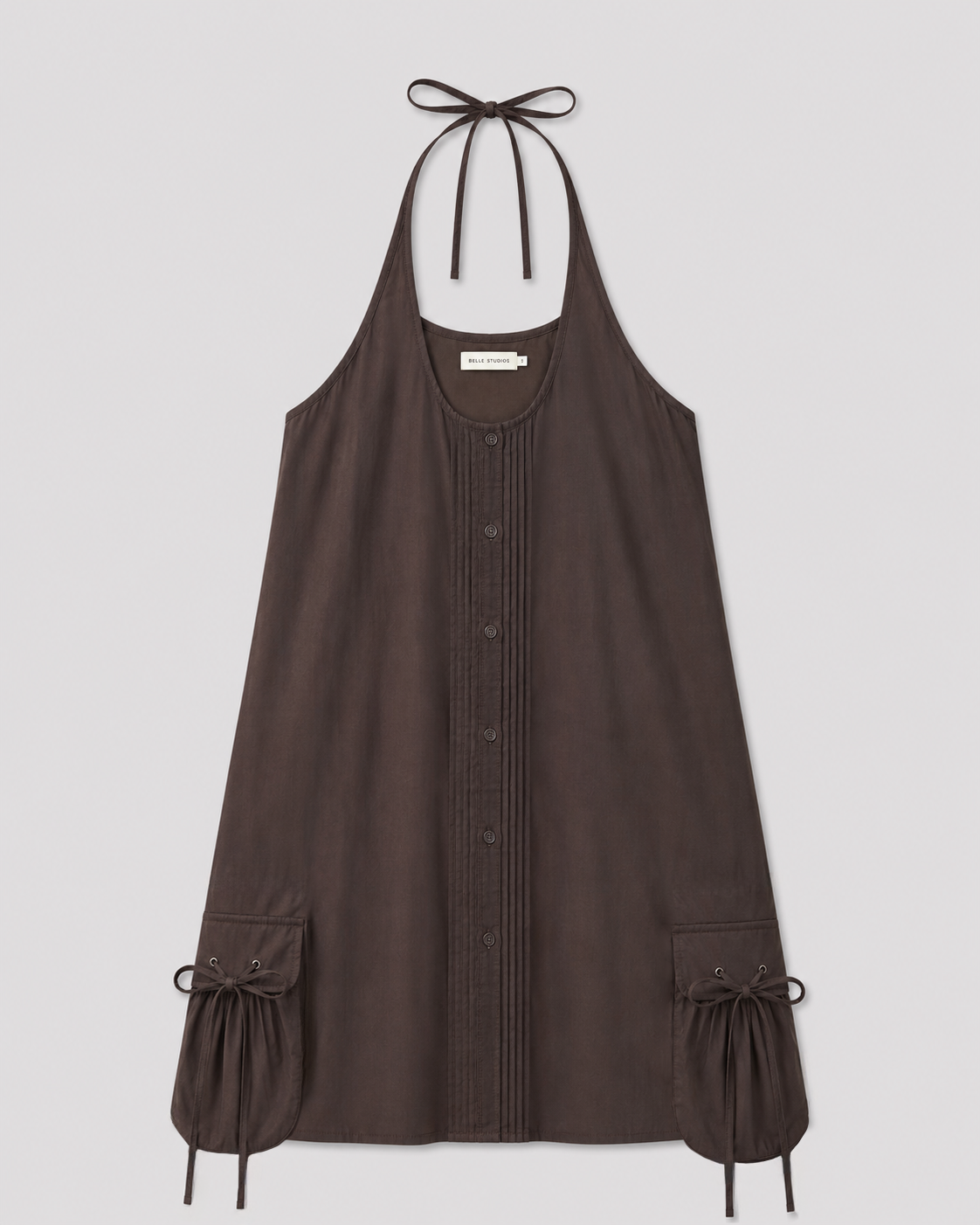 Pocket Halter Dress - Toast