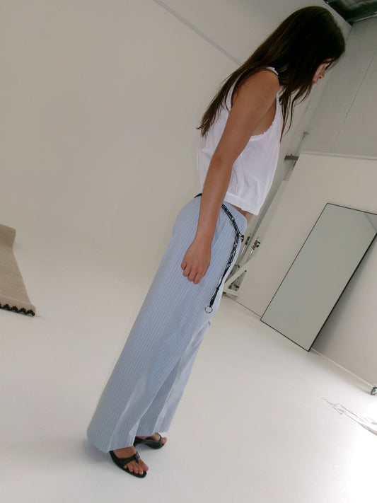 Ease Trouser - Lake Blue Stripe