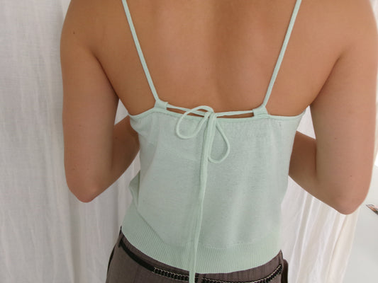 Drawcord Knit Top - Mint