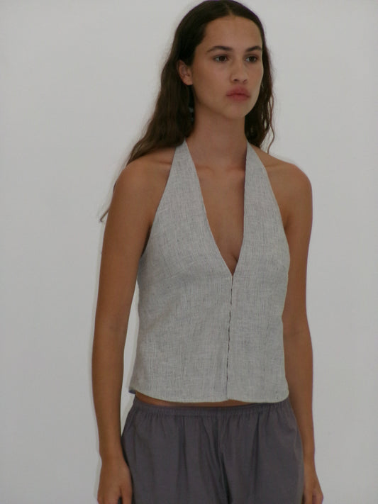 Close Halter Top - Fine Stripe