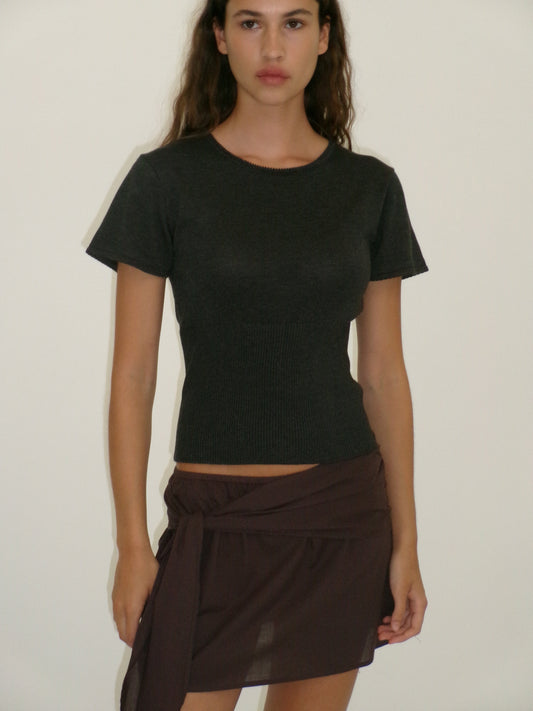 Belted Skirt - Wine