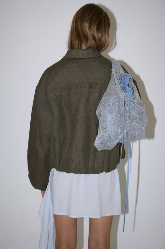 Pintuck Jacket - Khaki Stripe