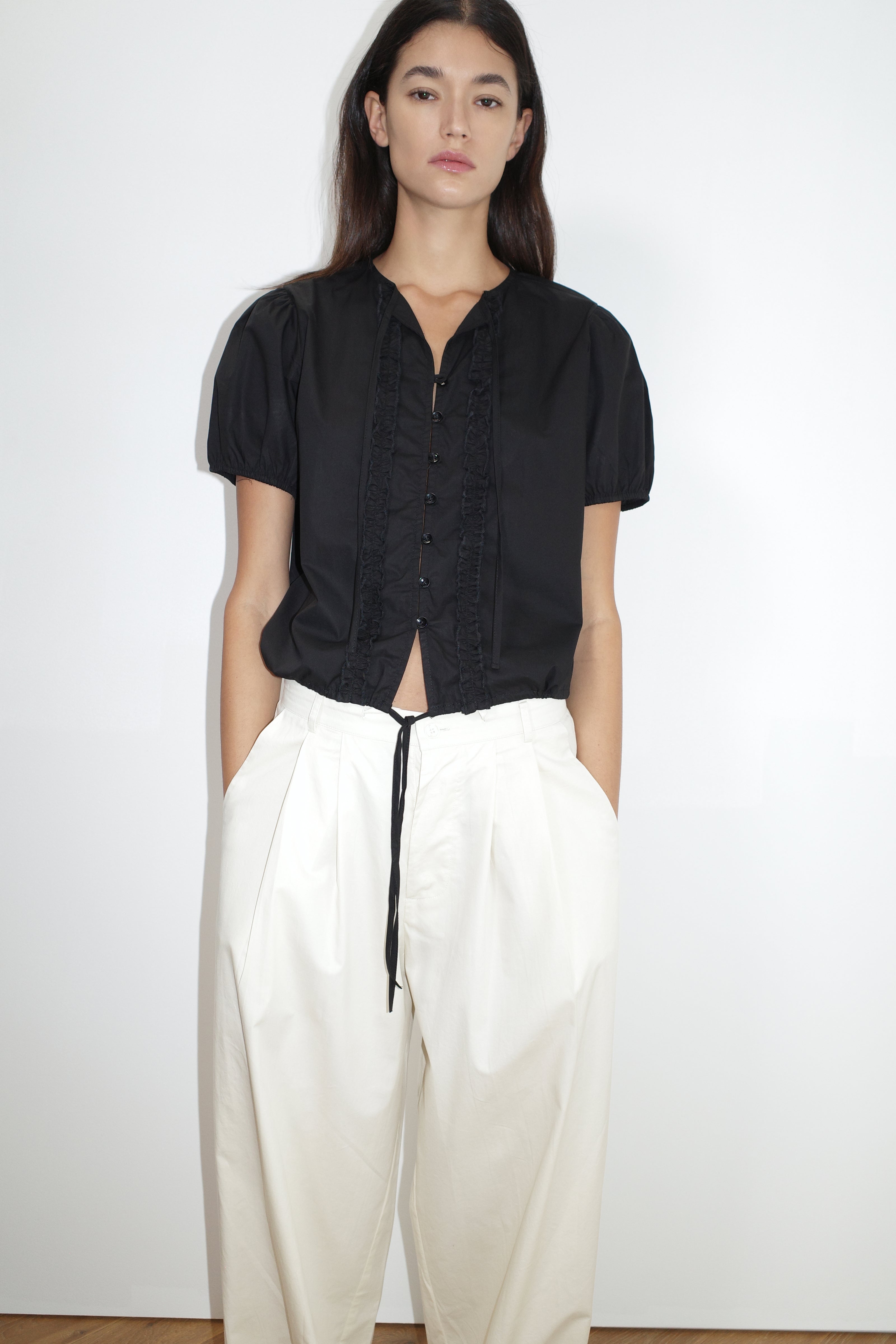 Double Frill Top - Black – Deiji Studios US