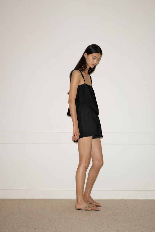 Button Linen Set - Black