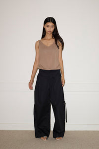 Rolled Knit Top - Light Brown