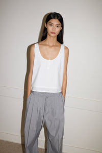Tri Pleat Pure Wool Pant - Steele Stripe