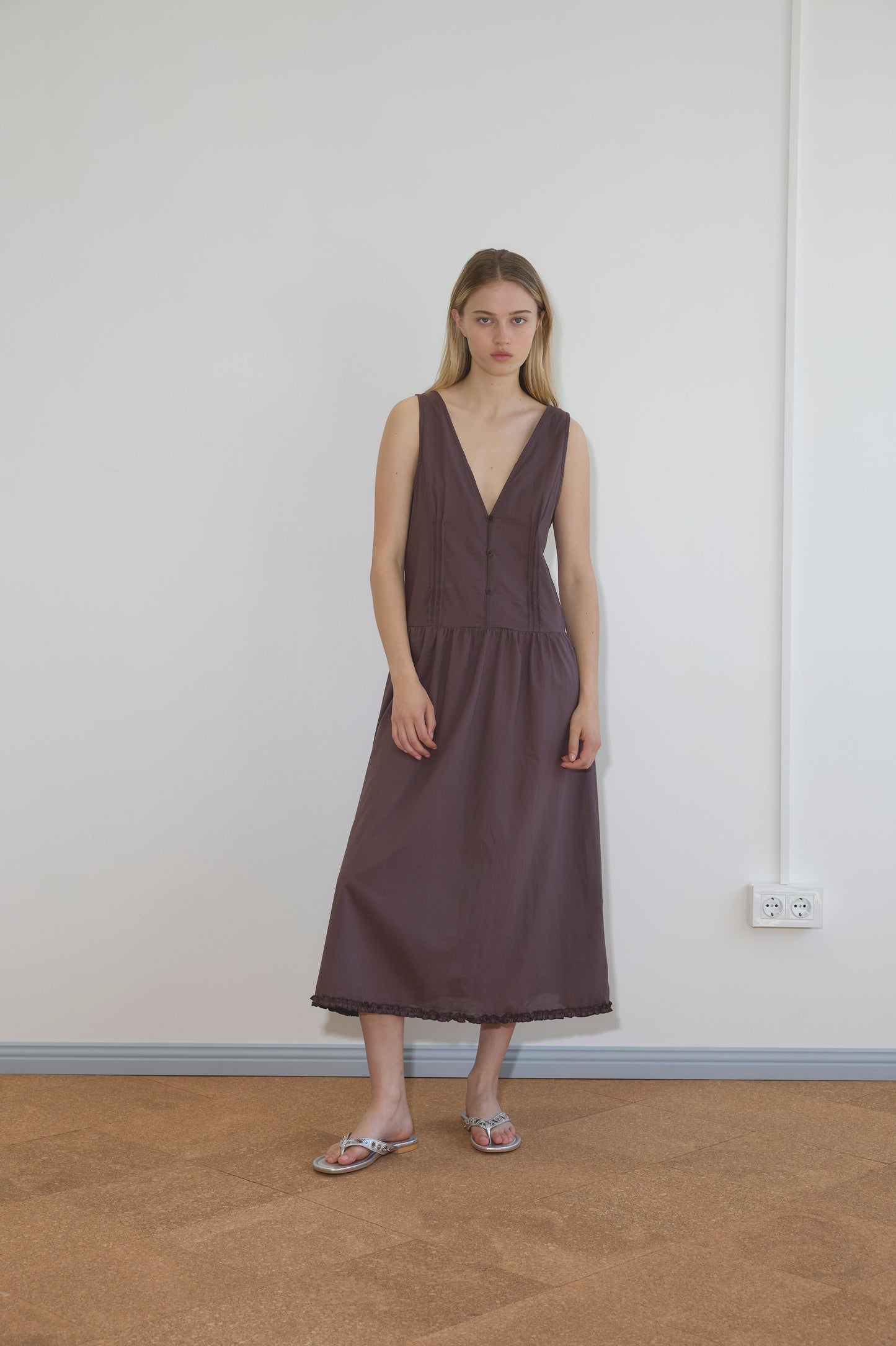 Pintuck Dress - Raisin