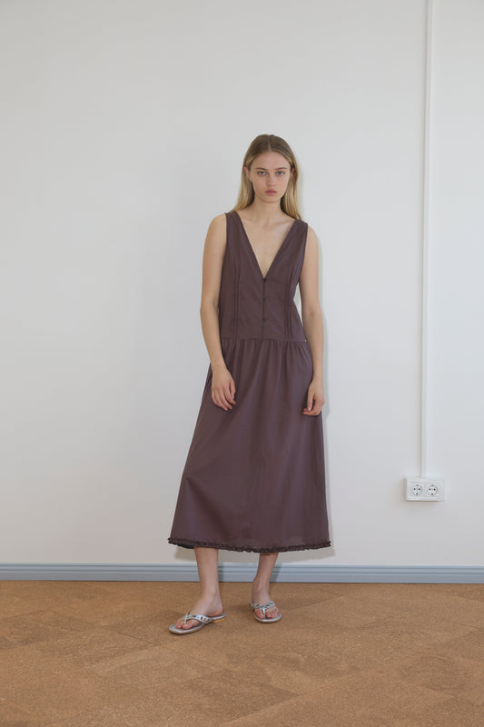 Pintuck Dress - Raisin