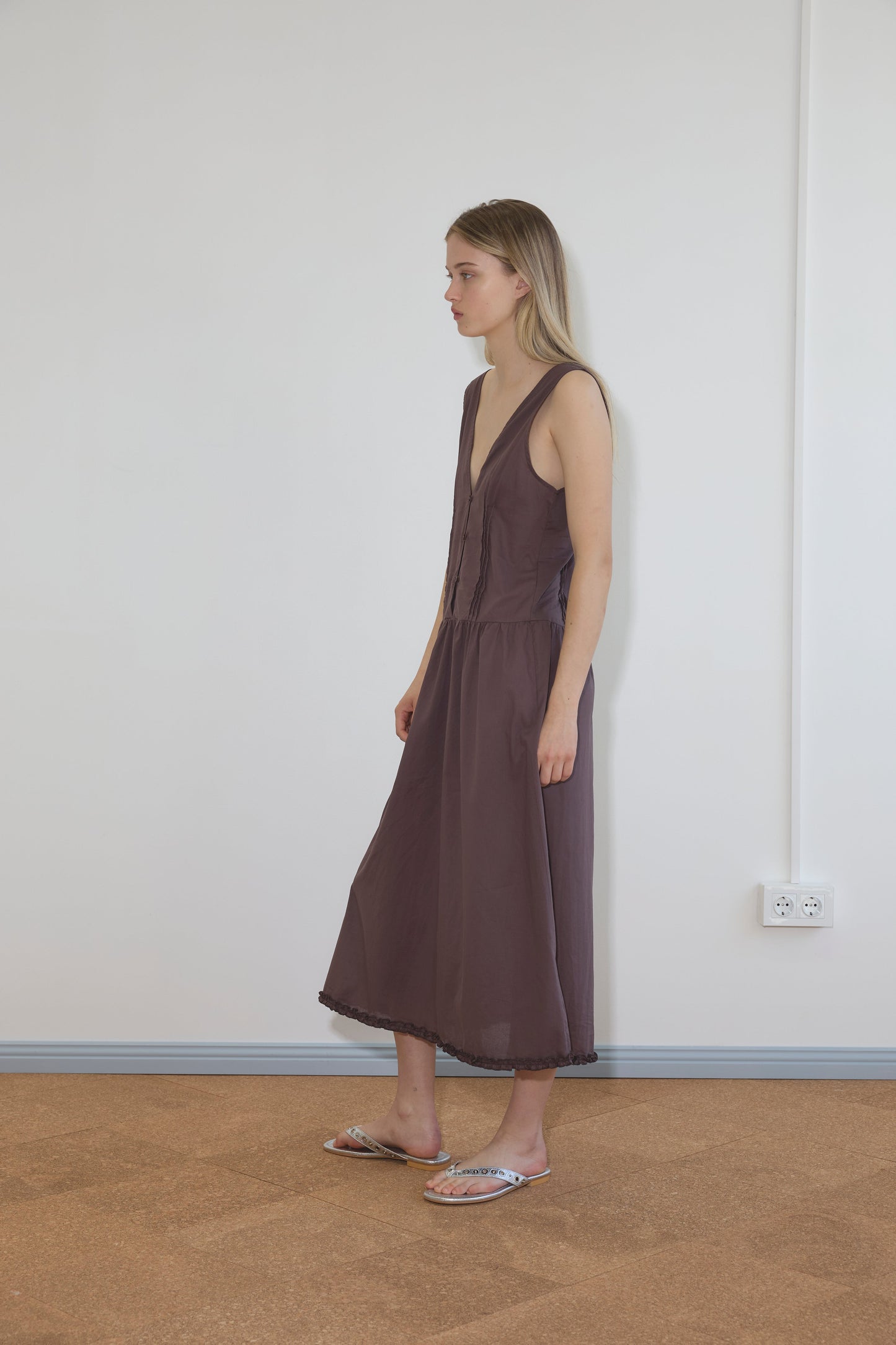 Pintuck Dress - Raisin