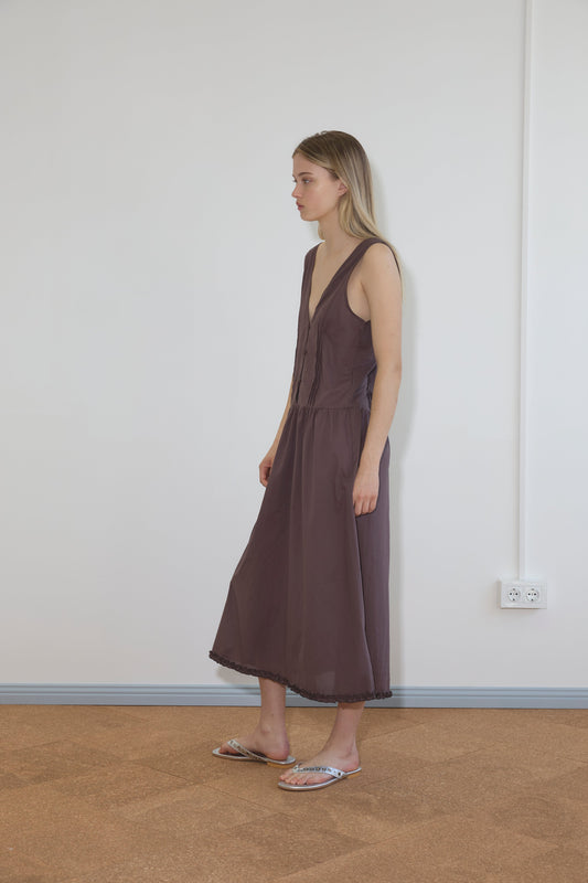 Pintuck Dress - Raisin