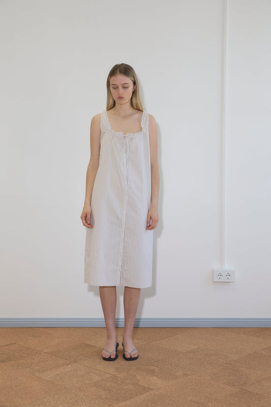 Button Sweep Dress - Gull Stripe