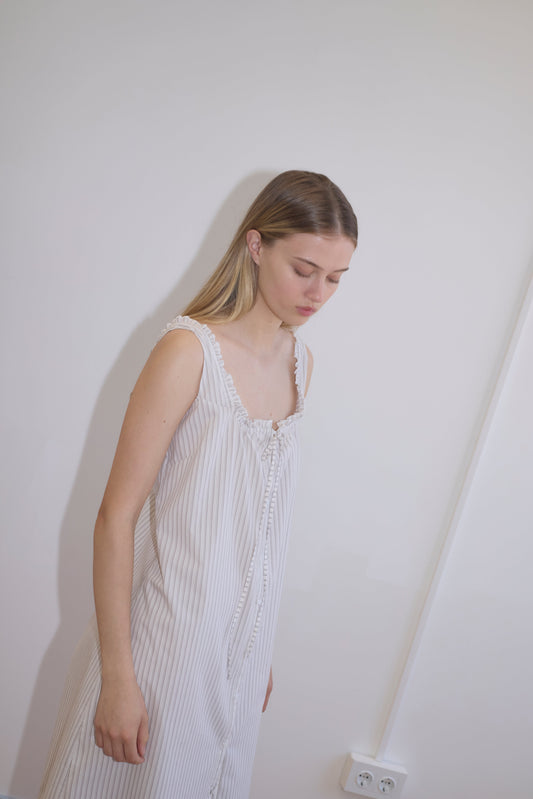 Button Sweep Dress - Gull Stripe