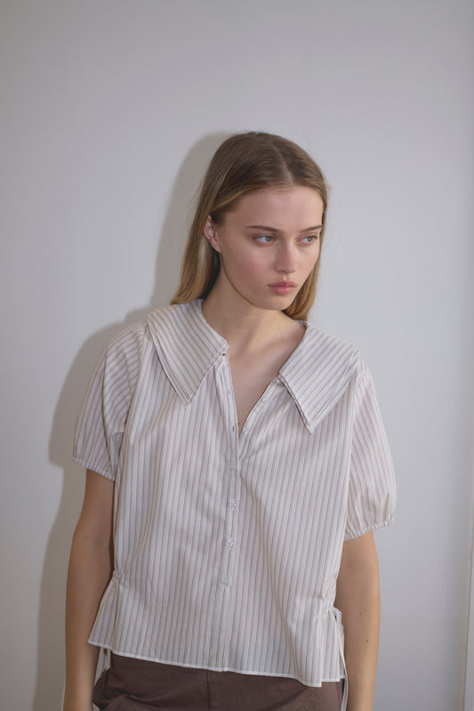 Double Collar Shirt - Gull Stripe