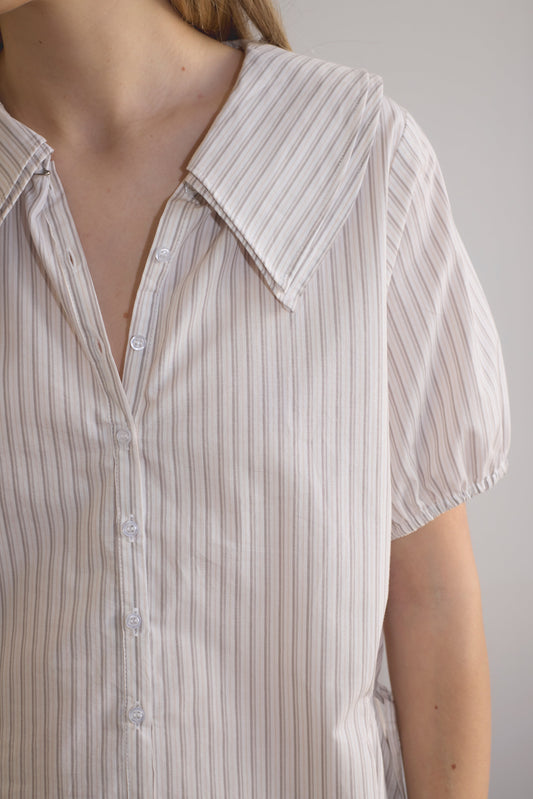 Double Collar Shirt - Gull Stripe