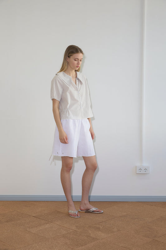 Double Collar Shirt - Gull Stripe