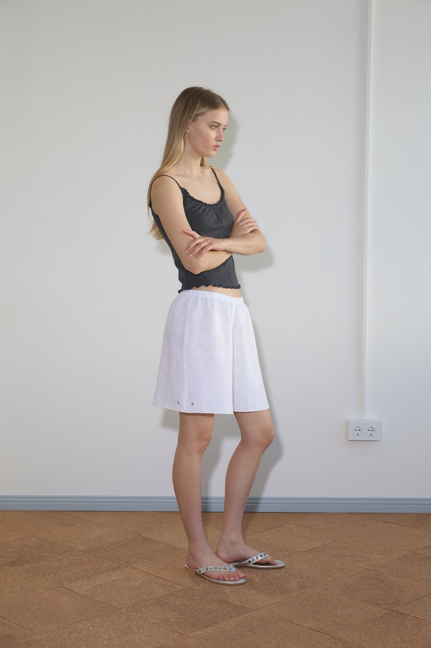 Press Stud Short - White