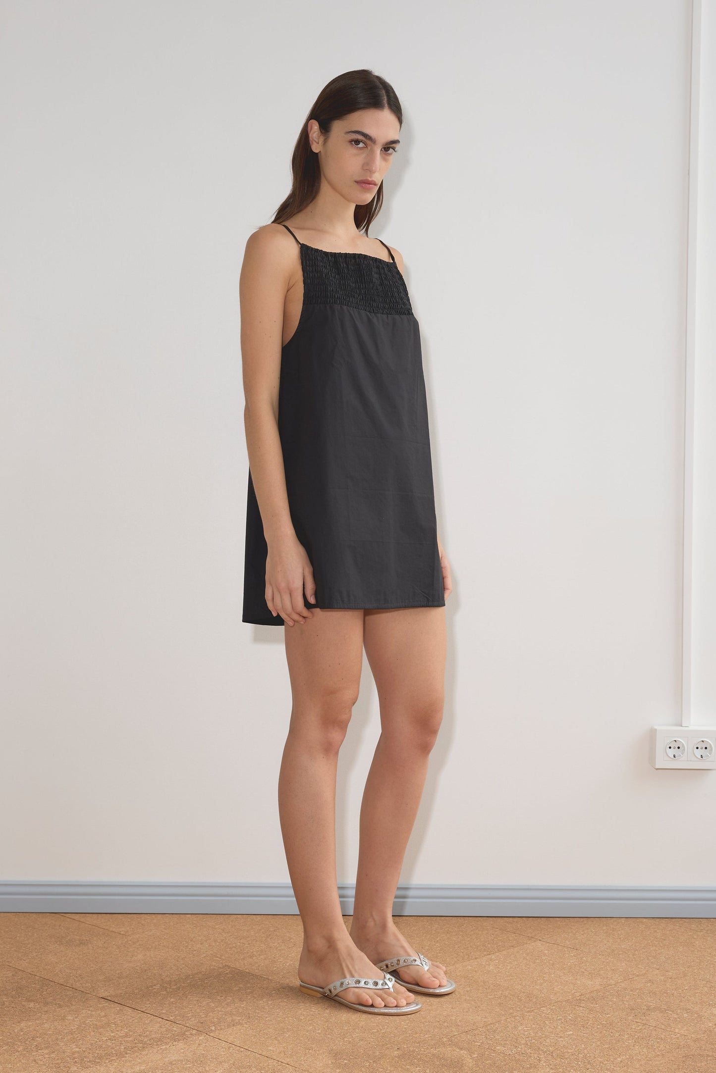 Shirring Mini Dress - Black