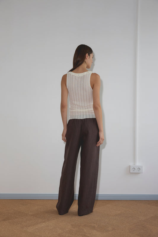 Neck Ruffle Knit - White