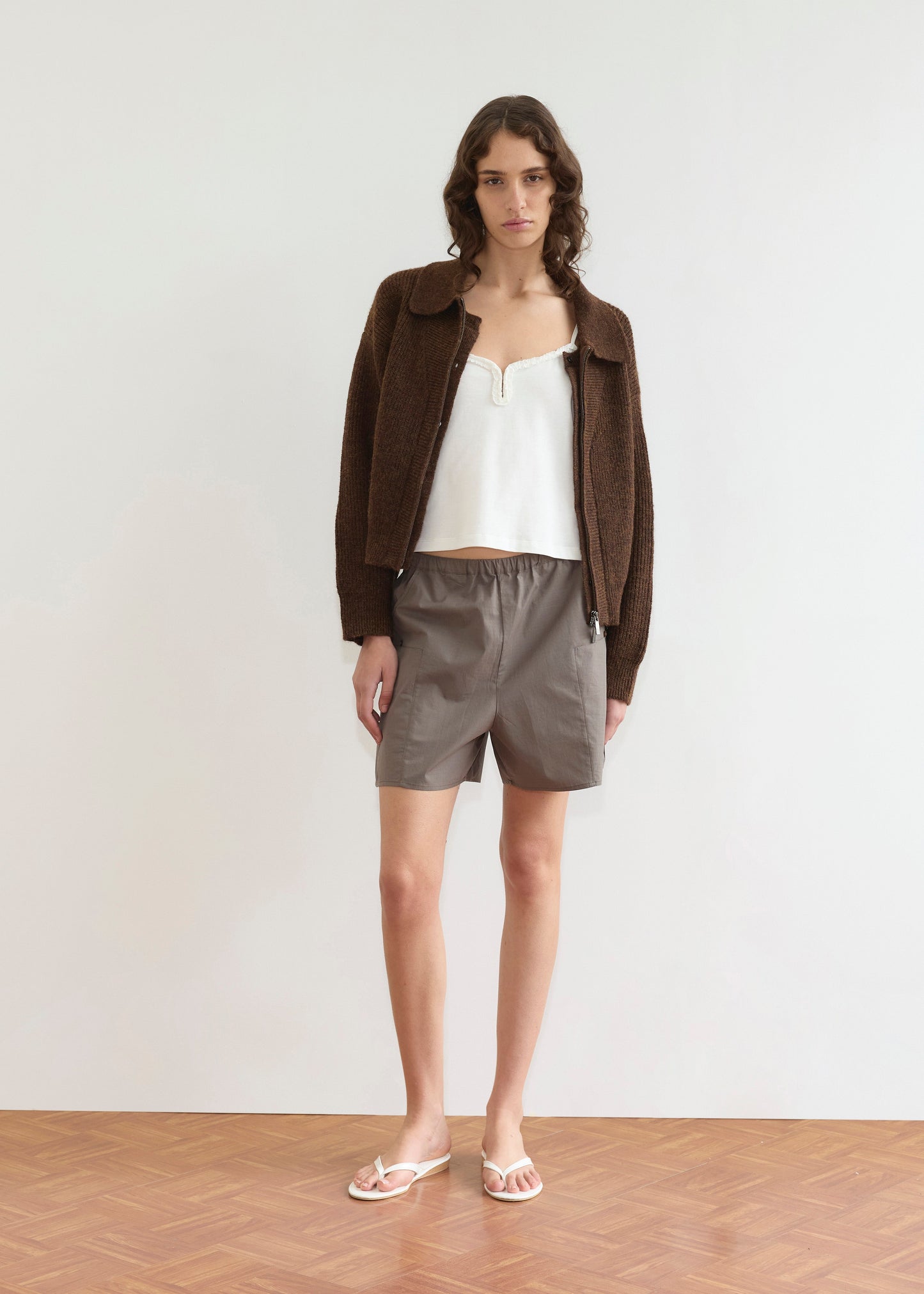 Double Layer Cardigan - Brown