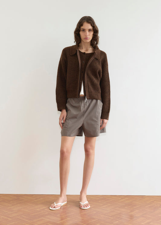 Double Layer Cardigan - Brown