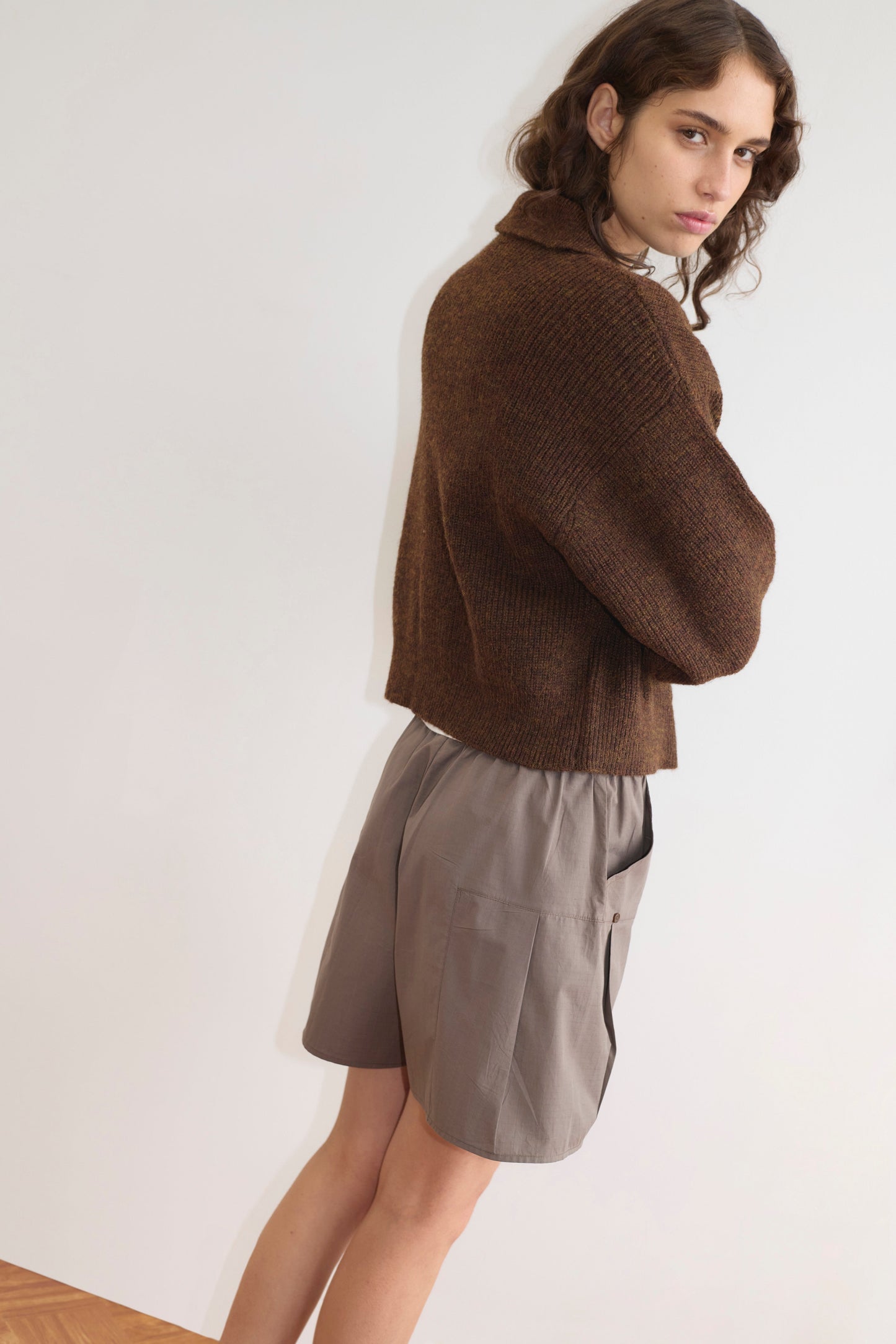 Double Layer Cardigan - Brown