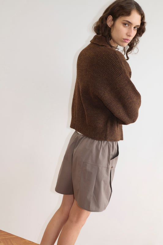 Double Layer Cardigan - Brown