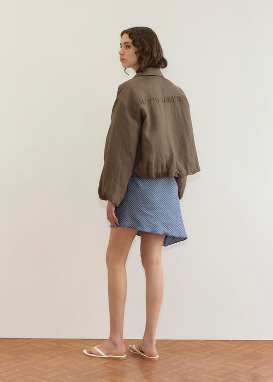 Pintuck Jacket - Khaki Stripe