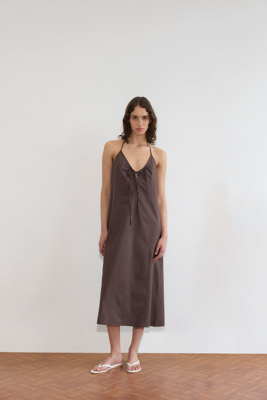Seamed Halter Dress - Sepia