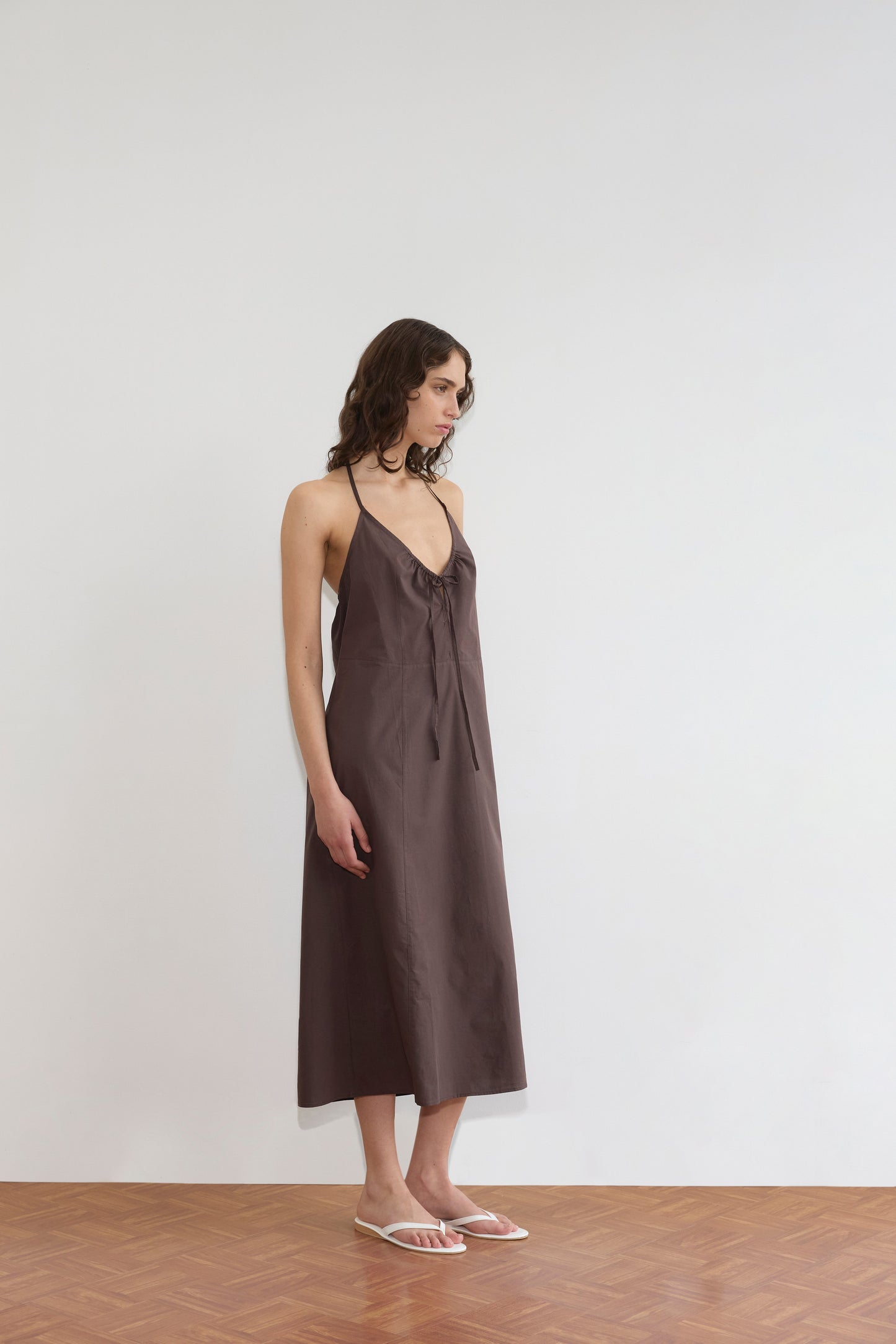 Seamed Halter Dress - Sepia