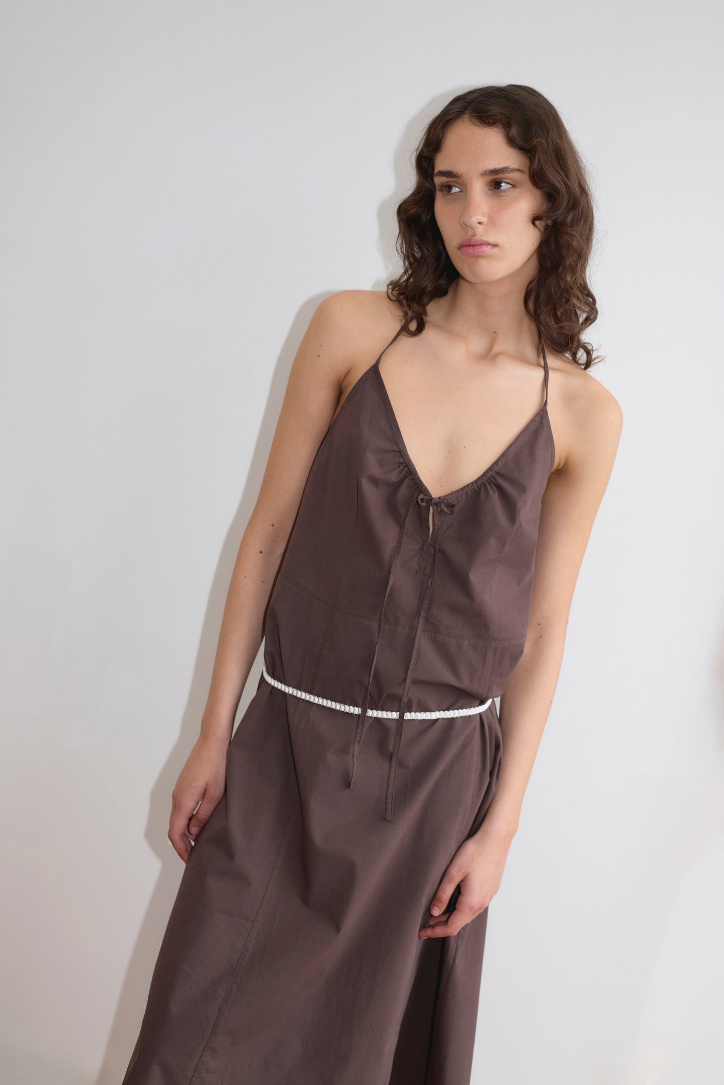 Seamed Halter Dress - Sepia