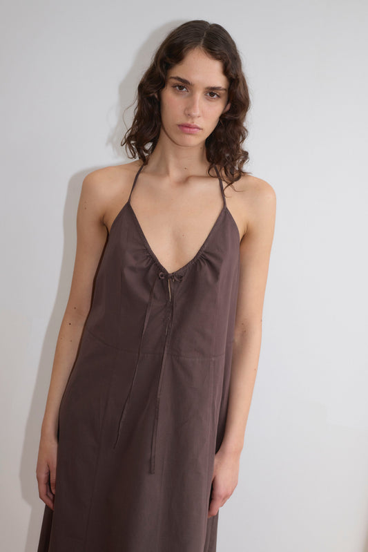 Seamed Halter Dress - Sepia