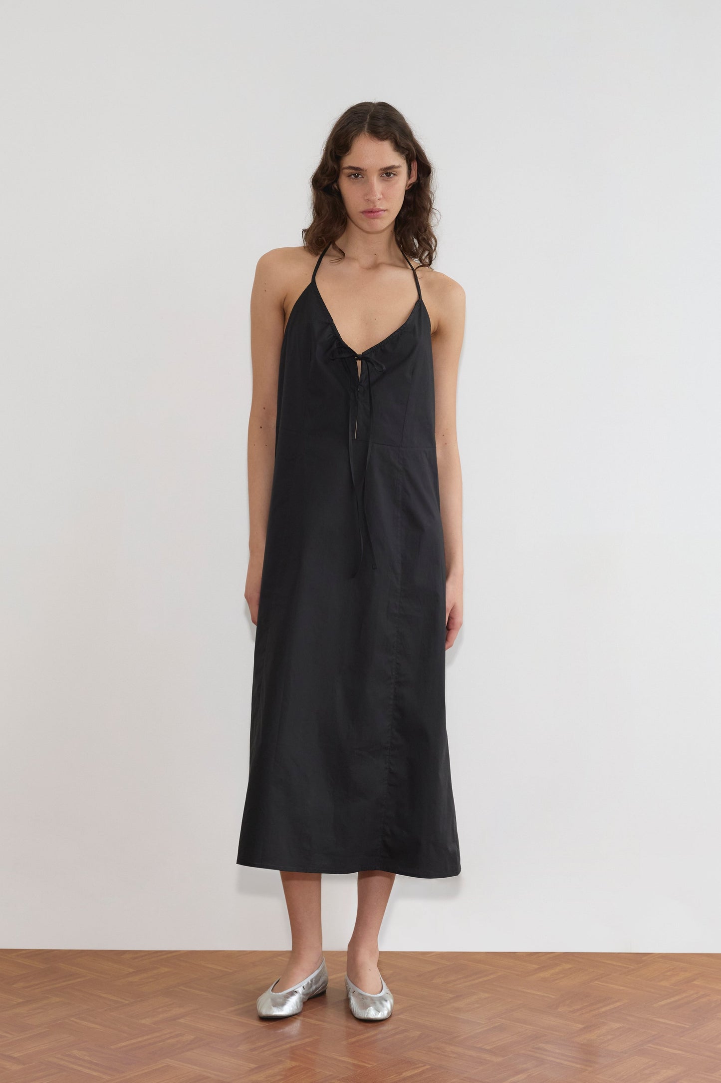 Seamed Halter Dress - Black