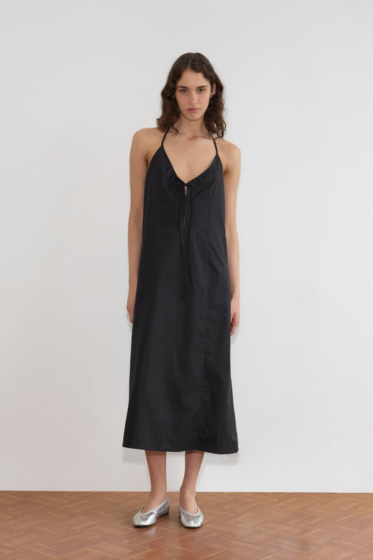 Seamed Halter Dress - Black