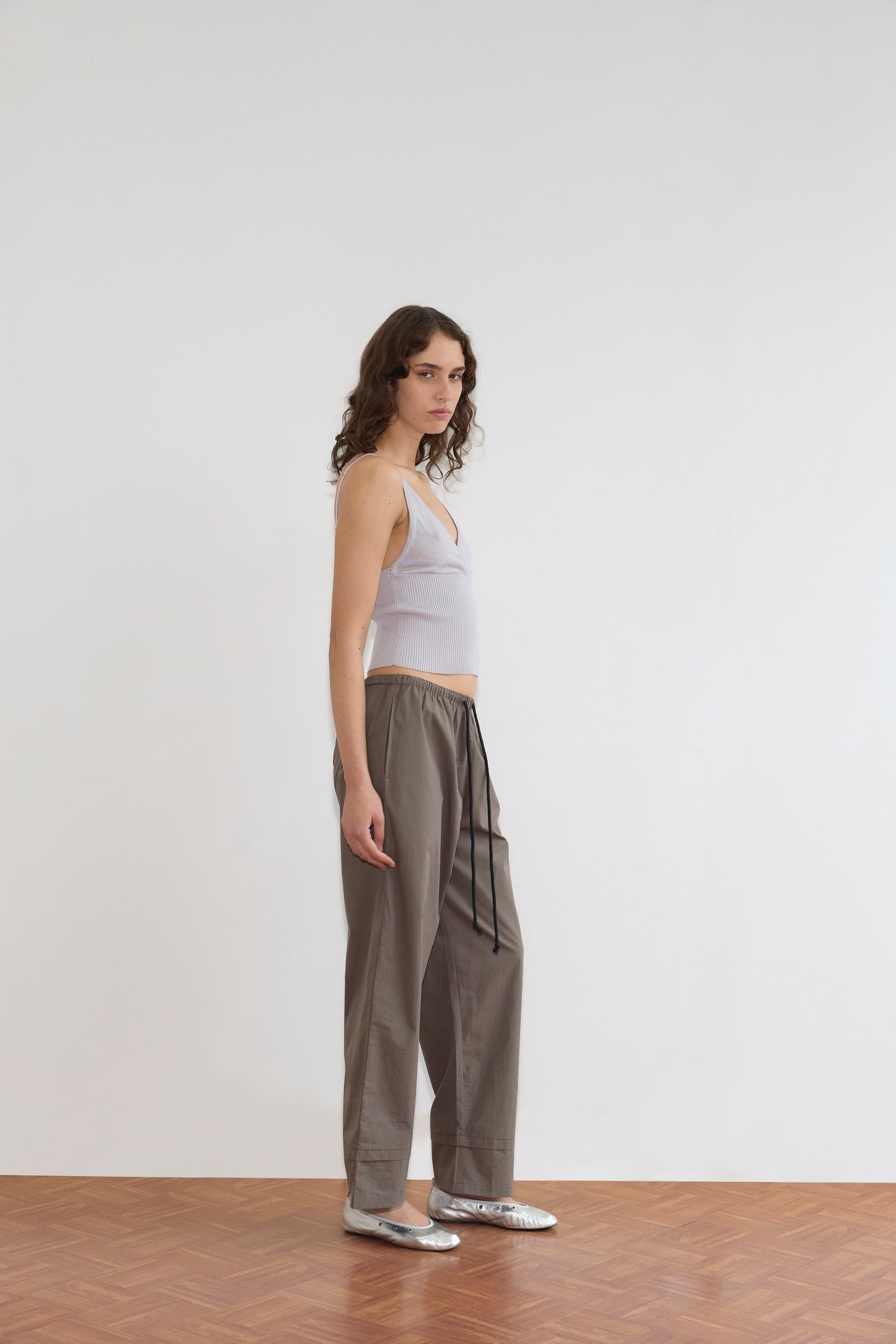 Cross Panel Knit Top - Soft Lilac