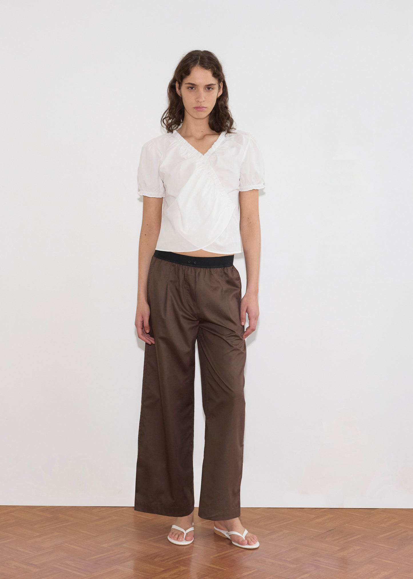 Contrast Waist Pant - Brown