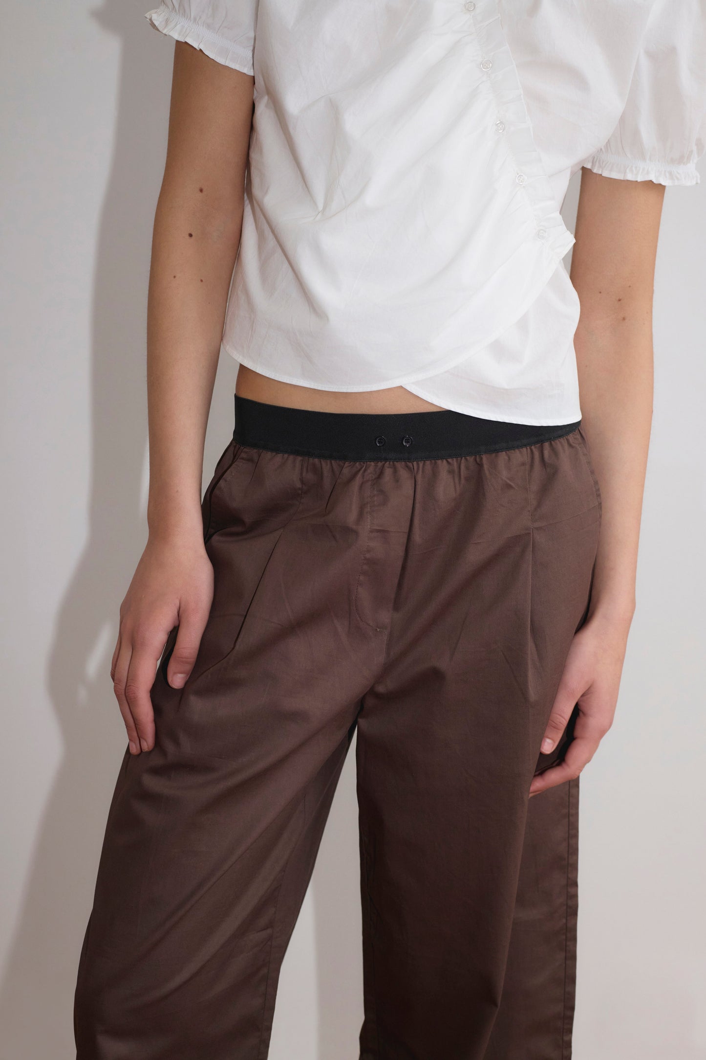 Contrast Waist Pant - Brown