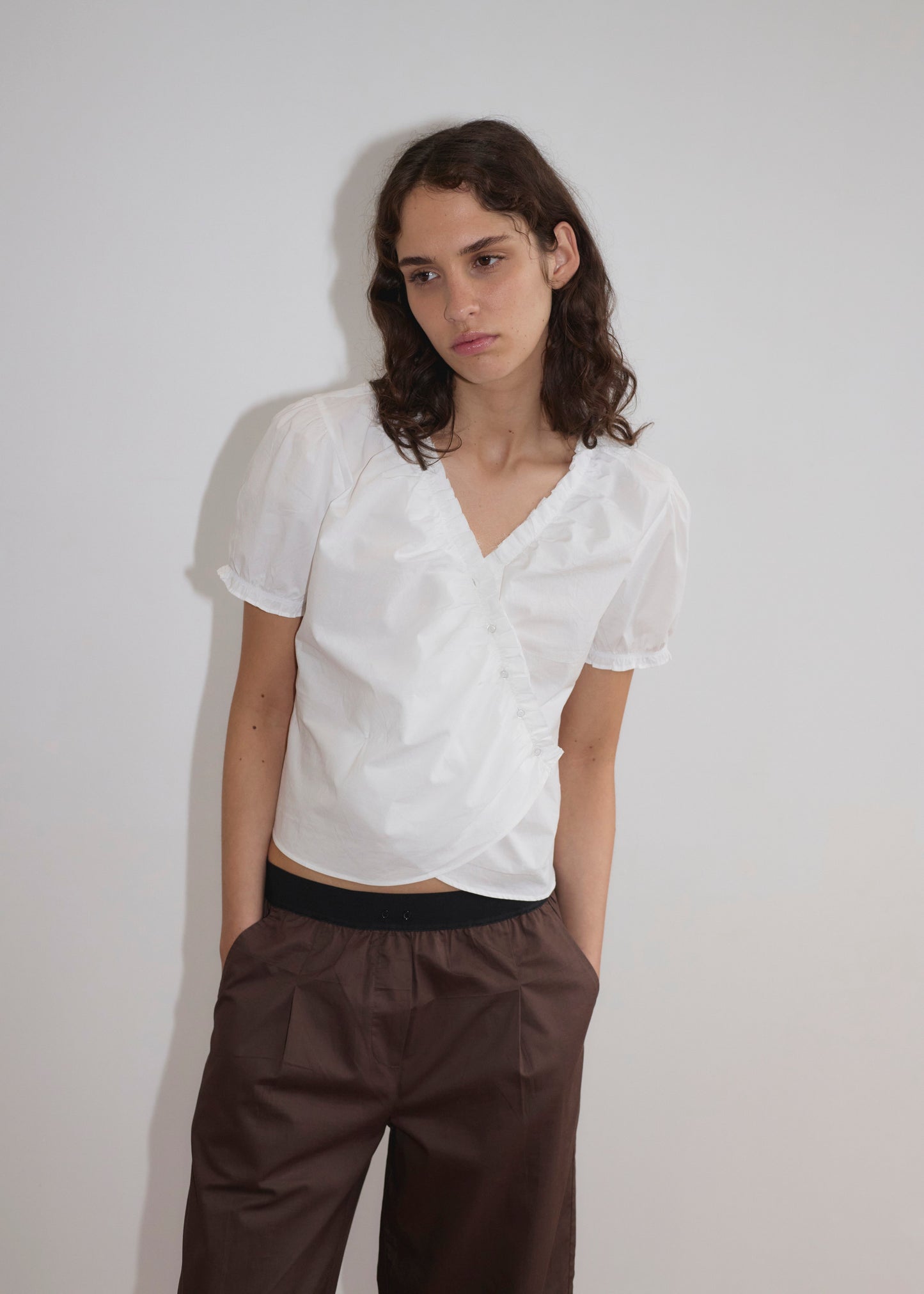Contrast Waist Pant - Brown