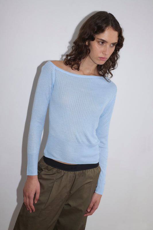 Shoulder Knit Top - Blue