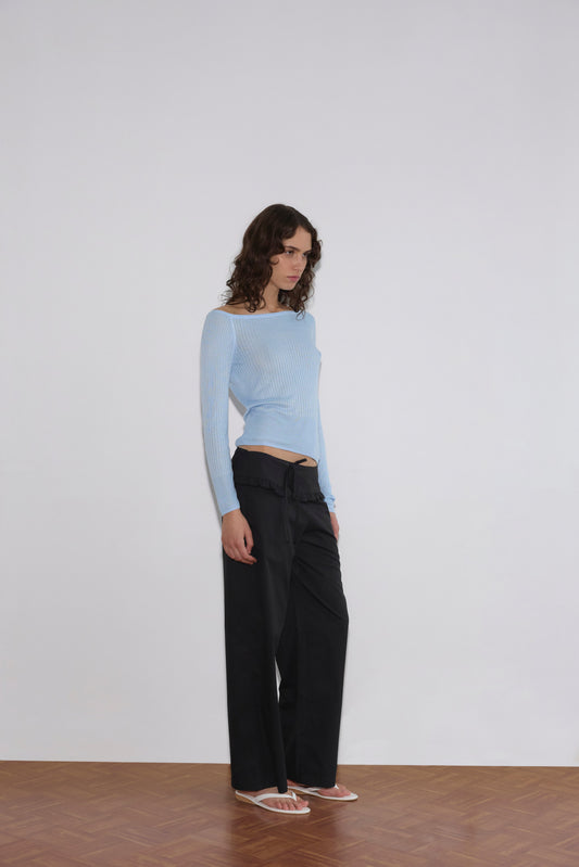 Flounce Belt Pant - Black