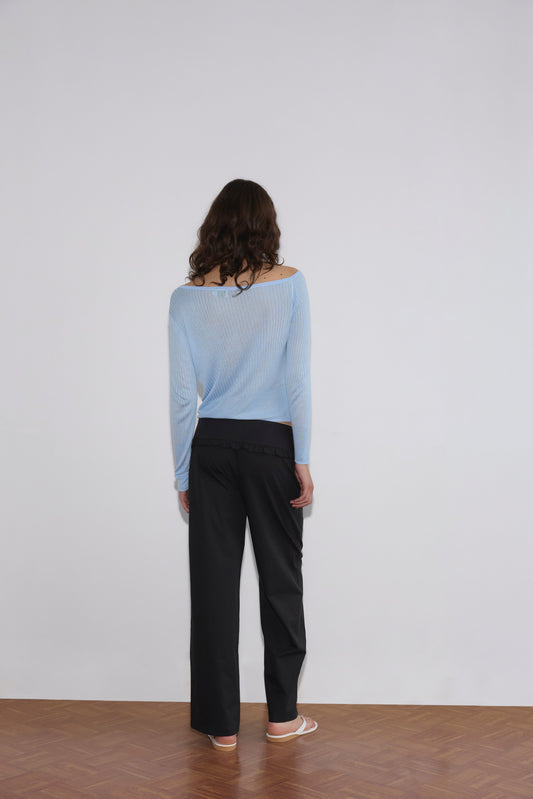 Flounce Belt Pant - Black