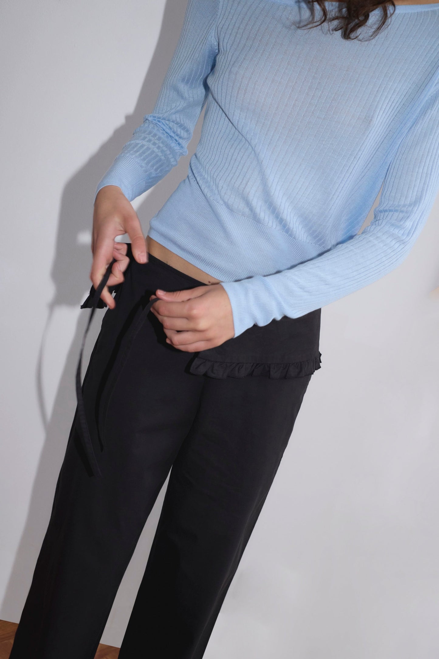 Flounce Belt Pant - Black