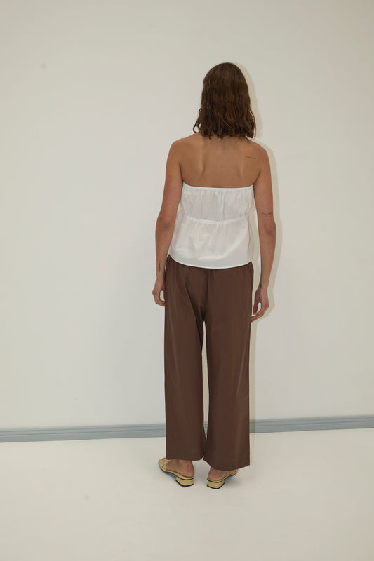 strapless cotton top - white