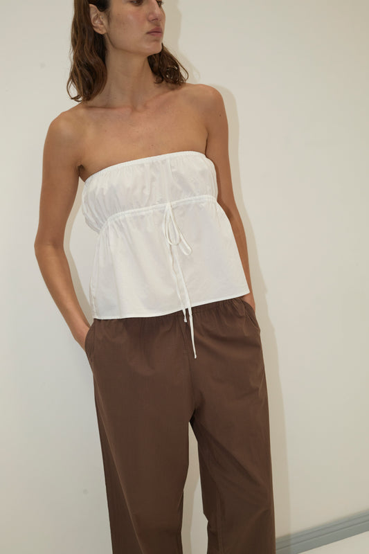 strapless cotton top - white