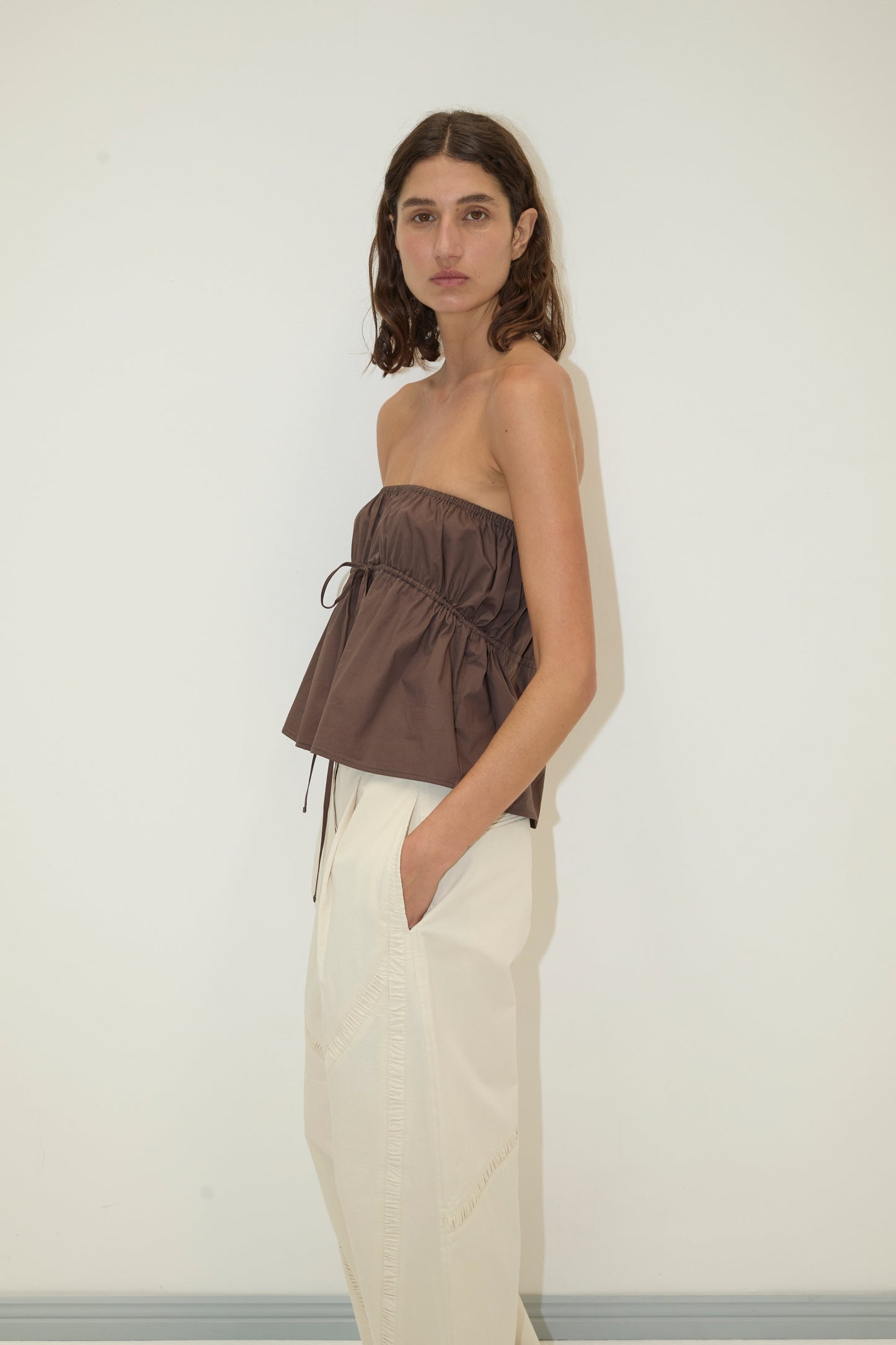 Strapless Cotton Top - Chocolate